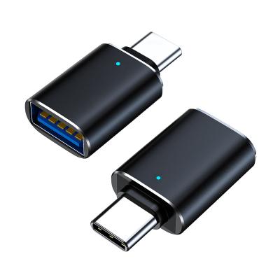 China TYPE-C Interface Otg Adapter Type-c To USB3.0 Card Reader With Light Car Adapter Mobile Phone Charging Accessories Wholesale for sale