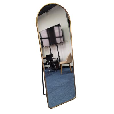 China Hot Selling Traditional Metal Standing Mirror Make Up Dressing Mirror Arch Shape Bedroom High Quality Beauty Full Mirror 30x120cm for sale