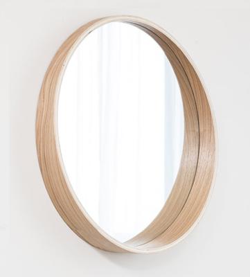 China 2020 Wholesale Luxury Crescent Shape Mirror Frame Fashion Vanity Mirror Home Decor Solid Wood Round Mirror in Size 50,60,70,80,90 for sale