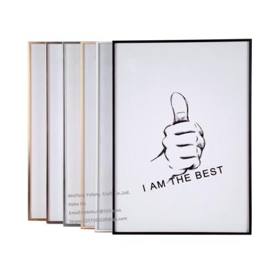 China Fashionable Wholesale Custom Size A4 Narrow Profile Aluminum Alloy Metal Photo Frame 21x30cm Picture Frame Decoration Frames A1 A2 A3 A4 for sale