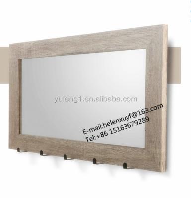 China North America Style Modern Wooden Paper Wrapped MDF Framed Wall Mirror With Hooks for sale