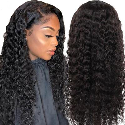 China High Density Colored Sheer 100% Lace Frontal Human Hair Virgin Brazilian Deep Wave Lace Wigs Front Deep Wave Wig for sale