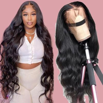 China Body Wave Glueless HD Transparent Lace Frontal Wigs Virgin Brazilian Human Hair Lace Wigs Cuticle Aligned Body Wave Lace Front Wig for sale