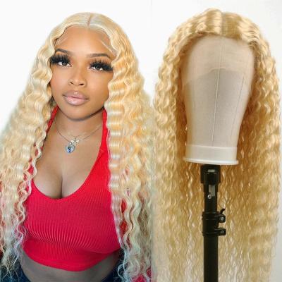 China 150% Remy Colored Women Human Hair Lace Front Wig Honey Blonde HD Transparent Lace Front Wig 13x4 613 for sale