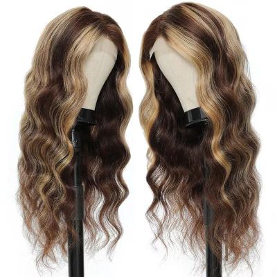 China Brazilian Full Body Wave 180% Density Ombre Hair Ombre Hair Wig T Piece For Women Honey Blonde Lace Front Wig for sale