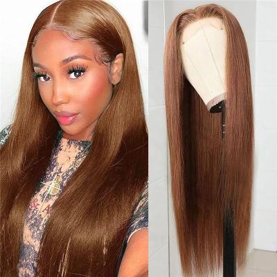 China Straight 13x4 #2, #4 Brown Color Straight Lace Front Wig 150% Transparent Lace 13x6 Hd Frontal Wig Colored Hair Wigs For Women for sale