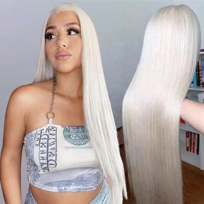 China 13*4 Swiss Lace Straight Straight Lace Front Wigs For White Women Hair Silver White Hair Wigs for sale