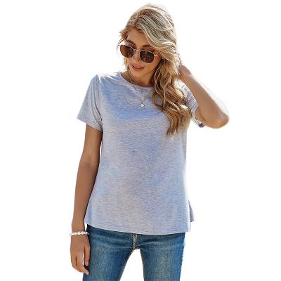 China 2021 Summer New Women's New Women's Spring Round Neck Loose Lace Back Lace Loose Round Short-sleeved T-shirt for sale