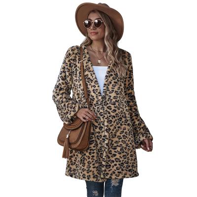 China QUICK-DRY Mid-Length Slim Fit Casual Leopard-Copy Women's Long Sleeve Cardigan Coat for sale