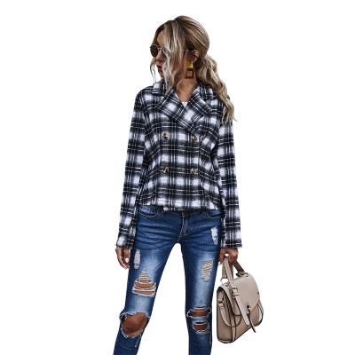 China QUICK DRY style street fashion lapel shorts plaid double breasted coat large for sale