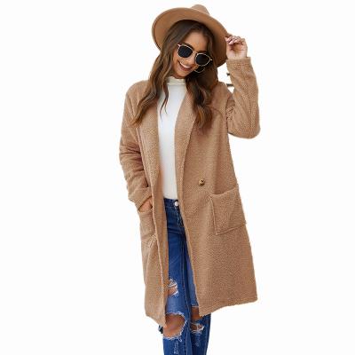 China QUICK DRY Reversible Coat Women's Mid Length Cashmere Plush Wool Fabric for sale