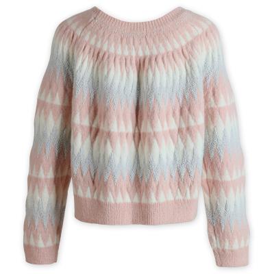 China Breathable women's knitted sweater with long sleeves and round neck for sale