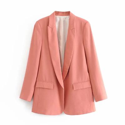 China Anti-Wrinkle Autumn Winter Fashion New Arrival Solid Color Women's Blazer 2021 Long Sleeve Ladies Suit Coat for sale