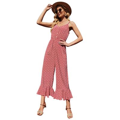 China Women Summer Halter Overalls Breathable Vest Flared Pants Ladies Casual Overalls for sale