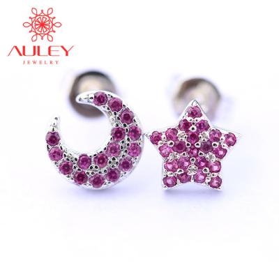 China Cute Star CZ Earrings Studs Silver Moon Ear Studs Jewelry Tools and Equipment for sale