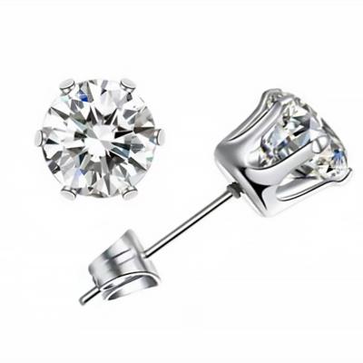 China Classic Environmental Friendly Dropshipping Custom Made Moissanite 6 Prongs 925 Sterling Silver Earrings for sale