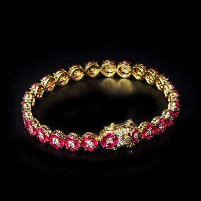 China New Arrival CLASSIC White Gold CZ Ruby Bezel Chain Bracelet Lady Bracelets Jewelry for sale