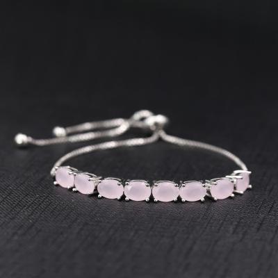 China Wholesale CLASSIC Pink Topaz Bracelet Crystal Cuban Jewelry boxes adjustable bracelets for sale