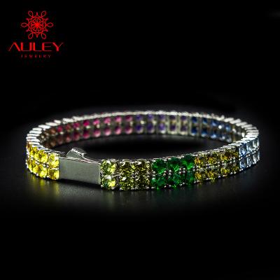 China FASHIONABLE Indian Jewelry Double Row Tennis Bracelet Rainbow Zircon Smart Bracelet for sale