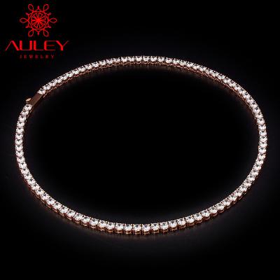 China Wholesale Custom CLASSIC Wholesale Custom 14k Oro 14k Gold White CZ Necklace Tennis Chains for sale