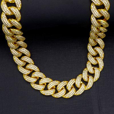 China Hiphop 24' Custom Hip Hop Tennis Cuban Chain Necklace Gold Jewelry Pendant Set for sale