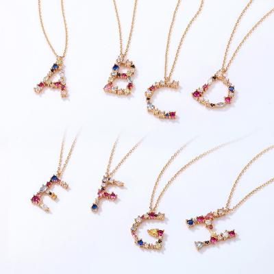 China Trendy 18k Gold Letter Chain Pendant LOVE CZ Moissanite Necklace For Her for sale