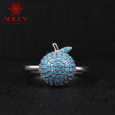 China Cute Synthetic Turquoise 925 Ring Synthetic Silver CZ Ruby Custom Antique Rings Women Wuzhou for sale