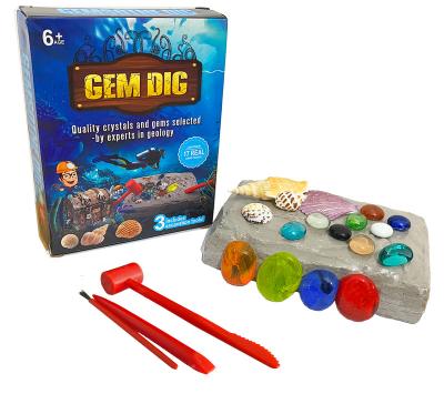 China Educational Kid Toys Interesting Kids Fossil Toys Kit DIY Excavation Costume Excavation Dig Simulation Gems Gemstone Kit for sale