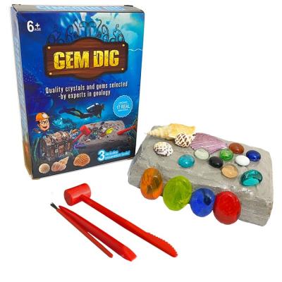 China Educational Kid Toys Creative Mining Fossil Excavation Dig Kids DIY Gemstone Excavation Kit Toys Gemstone Kit for sale