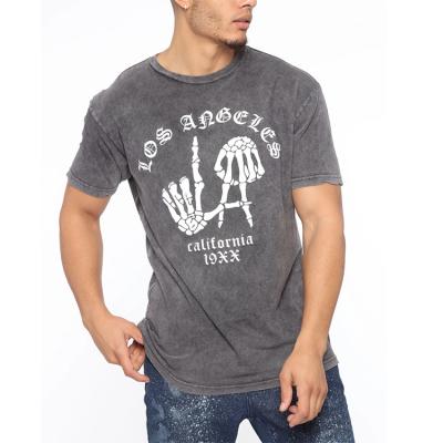 China Wholesale Men Acid Washed Raw Anti-pilling Washed T Shirts With Custom Printing T Shirt for sale