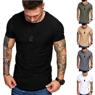 China QUICK DRY Custom Breathable Fitness Printing 100% Cotton Plain Round Neck Big Tall T Shirt Mens Short Sleeves Slim Fit Gym Tops for sale