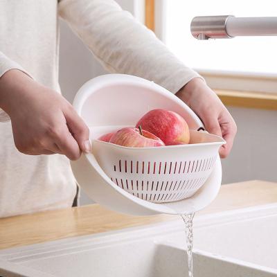 China Durable Double Layer Plastic For Rice Laundering Storage In Popular Kitchen Drain Basket for sale