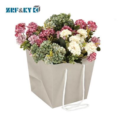 China Recyclable Custom Fashion Printed Art Paper Big Square Bottom Floral Flower Carry Bags for sale