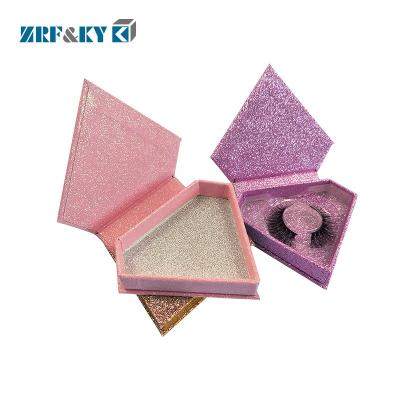 China Mink Glitter Eyelashes Packaging Boxes Magnetic Empty Diamond Shaped Luxury Custom Made Recyclable for sale