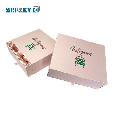 China Recycled Materials Custom Printed Luxury Paper Packaging Rigid Drawer Sliding Gift Boxes With Ribbon for sale