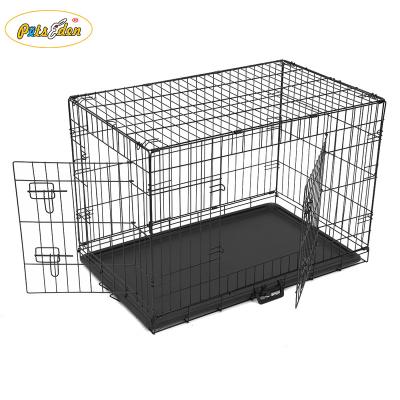 China Sustainable Double Door Folding Metal Dog Crates for sale