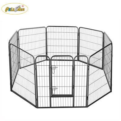 China Sustainable 8-Panel Metal Fence With Anchors Heavy Duty Pen Tube With Door For Pets for sale