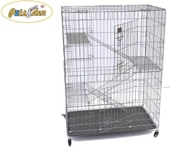 China 2/3/4 Tier Large Metal Cat Cages With Wheels Sustainable Outdoor Cat Exercise House for sale