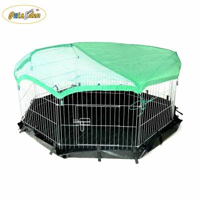 China Sustainable Metal Rabbit Huntch Playpen Puppy Cat Exercise Fence With Cover Floor for sale