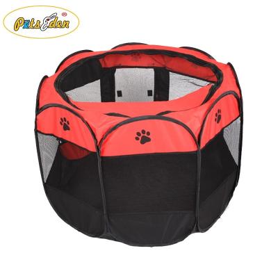 China Sustainable 600D Oxford Color Eight Panels Fabric Puppy Cat Playpen Various Pet Sided Cage With Paw Printing for sale