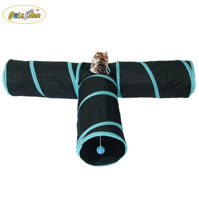 China Toy Cat Tunnel Pet Style Three Holes Viable Warm House Training Toy For Rabbit Cat With Bell for sale