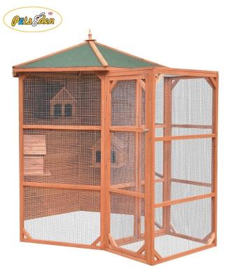 China Large Viable Wooden Bird House Wooden Bird Parrot Cage With Big Run for sale