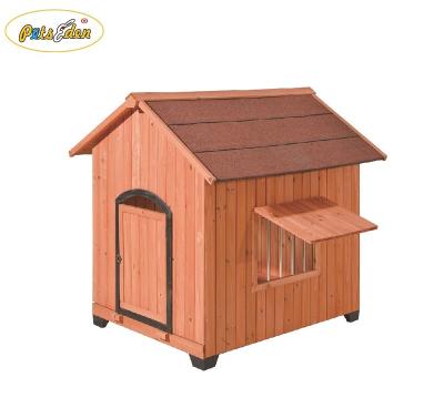 China Sustainable Heavy Duty Wooden Dog Cage House Kennel Pet Cage With Door And Window for sale