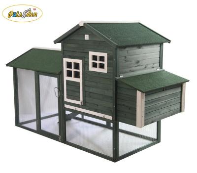 China Sustainable Wooden Ladder-Frame Chicken Cage Hen House With Large Green Run for sale