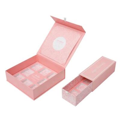 China Wholesale Recycled Materials Custom Gift Packaging Small Pink Magnetic Hard Rectangular Paper Box For Necklace Shiny Shipping for sale