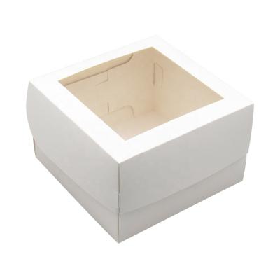 China Recycled Wedding Cardboard Materials Custom White Bakery Box White Cake Box With Window for sale