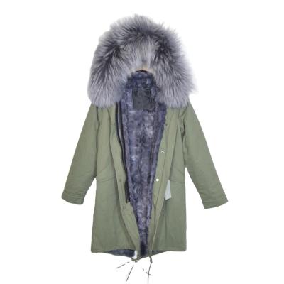 China Latest Long Waterproof Parka With Real Fur Barring Gray Mink Fur Overcoat Elegant Winter Men Women Coat for sale