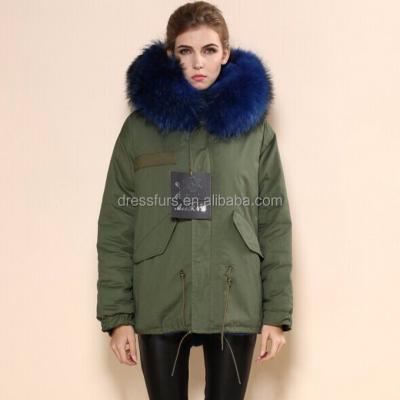 China Hot sales cheap synthetic fur anti-shrink anti-shrink, blue collar fashion coat women parka with fur for sale