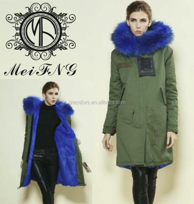 China Latest Garment Real Fashion Real Fashion Rabbit Fur Winter Blue Coat For Women Clothes for sale