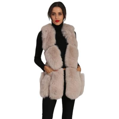 China New Stylish Long Sleeve Parka Women's Regular Pink Fur Vest With Cross Joint Pink Faux Fur Out Of Shell for sale